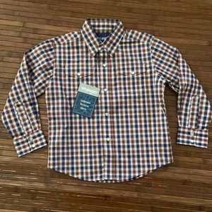 Boys NWT WRANGLER XS 3/4 Long sleeve western shirt